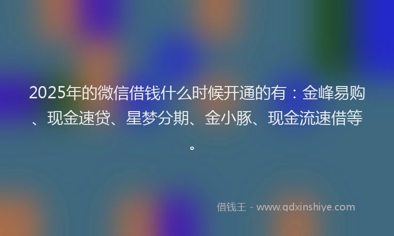 2025年的微信借钱什么时候开通的有：金峰易购、现金速贷、星梦分期、金小豚、现金流速借等。