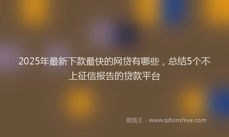 2025年最新下款最快的网贷有哪些，总结5个不上征信报告的贷款平台