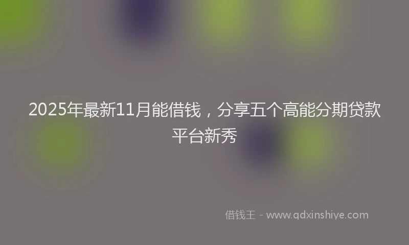 2025年最新11月能借钱，分享五个高能分期贷款平台新秀