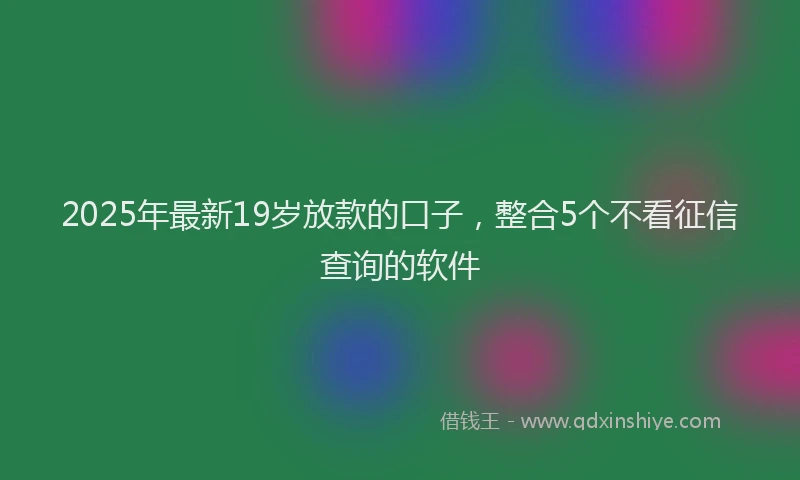 2025年最新19岁放款的口子，整合5个不看征信查询的软件
