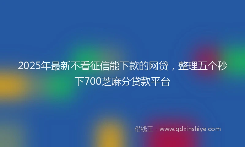 2025年最新不看征信能下款的网贷，整理五个秒下700芝麻分贷款平台