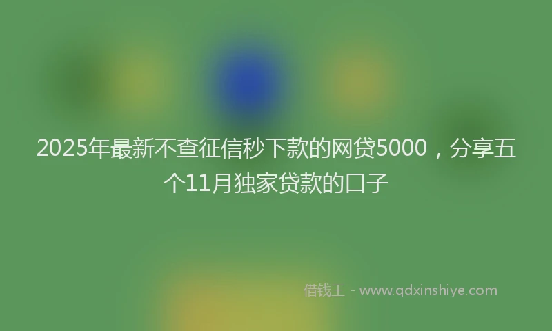 2025年最新不查征信秒下款的网贷5000，分享五个11月独家贷款的口子