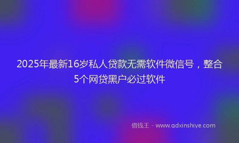 2025年最新16岁私人贷款无需软件微信号，整合5个网贷黑户必过软件