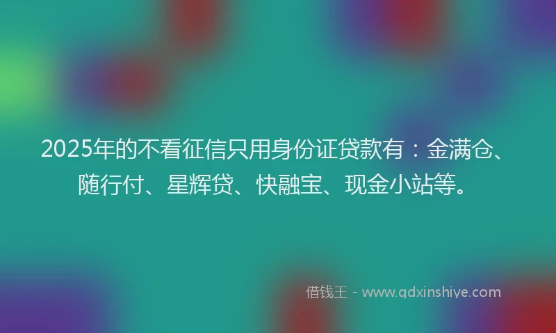 2025年的不看征信只用身份证贷款有：金满仓、随行付、星辉贷、快融宝、现金小站等。
