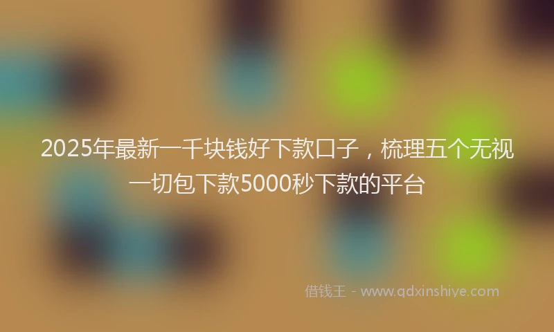2025年最新一千块钱好下款口子，梳理五个无视一切包下款5000秒下款的平台