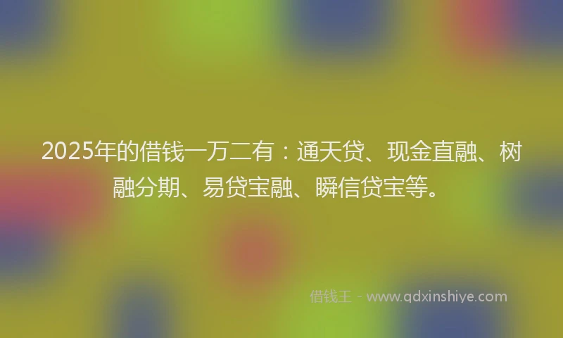 2025年的借钱一万二有：通天贷、现金直融、树融分期、易贷宝融、瞬信贷宝等。