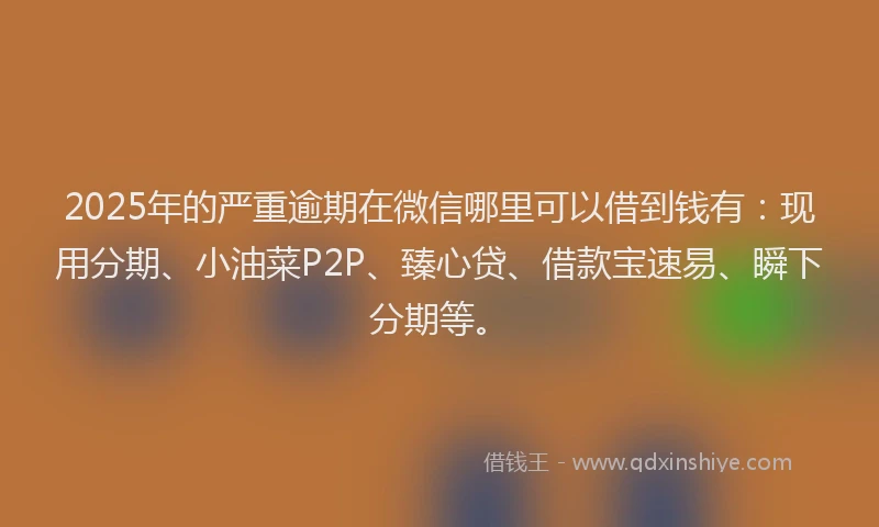 2025年的严重逾期在微信哪里可以借到钱有：现用分期、小油菜P2P、臻心贷、借款宝速易、瞬下分期等。