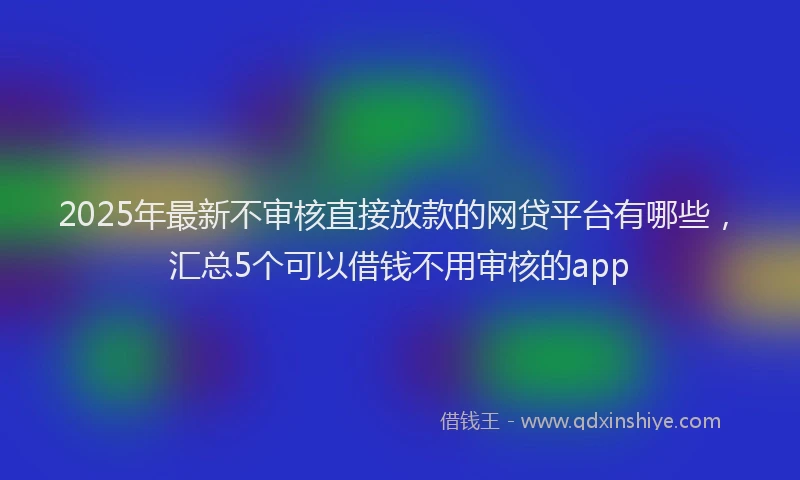 2025年最新不审核直接放款的网贷平台有哪些，汇总5个可以借钱不用审核的app