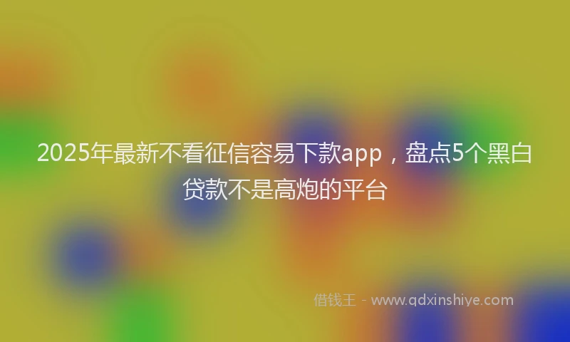 2025年最新不看征信容易下款app，盘点5个黑白贷款不是高炮的平台