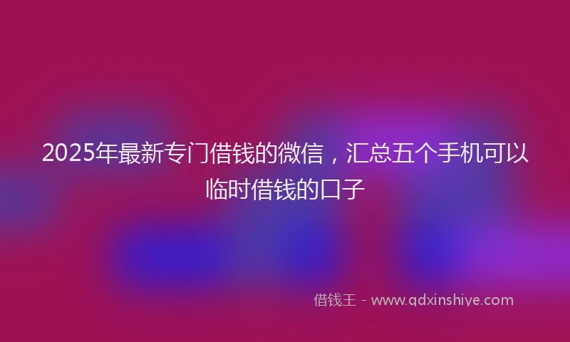 2025年最新专门借钱的微信，汇总五个手机可以临时借钱的口子
