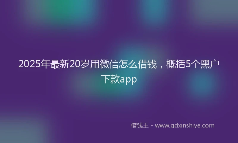 2025年最新20岁用微信怎么借钱，概括5个黑户下款app