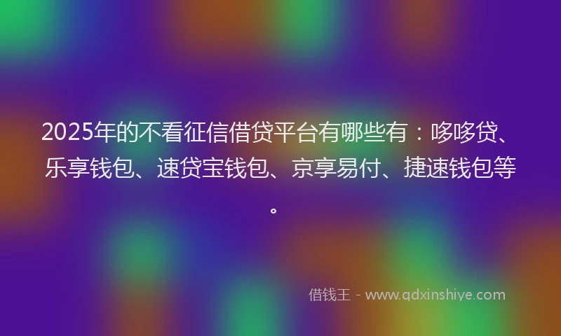 2025年的不看征信借贷平台有哪些有：哆哆贷、乐享钱包、速贷宝钱包、京享易付、捷速钱包等。