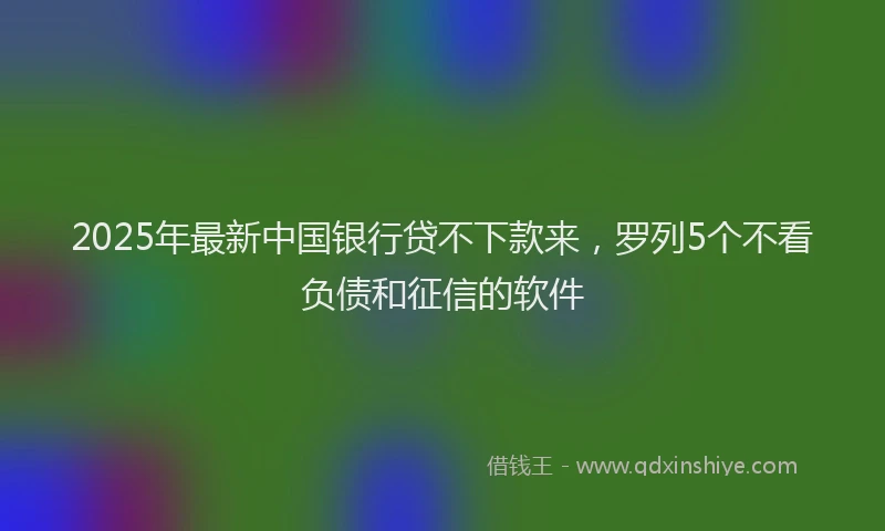 2025年最新中国银行贷不下款来，罗列5个不看负债和征信的软件