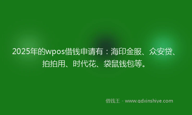 2025年的wpos借钱申请有：海印金服、众安贷、拍拍用、时代花、袋鼠钱包等。