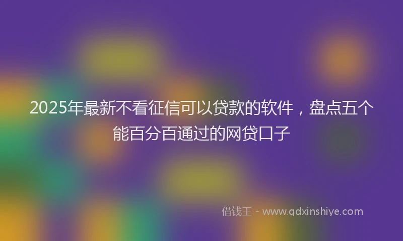 2025年最新不看征信可以贷款的软件，盘点五个能百分百通过的网贷口子