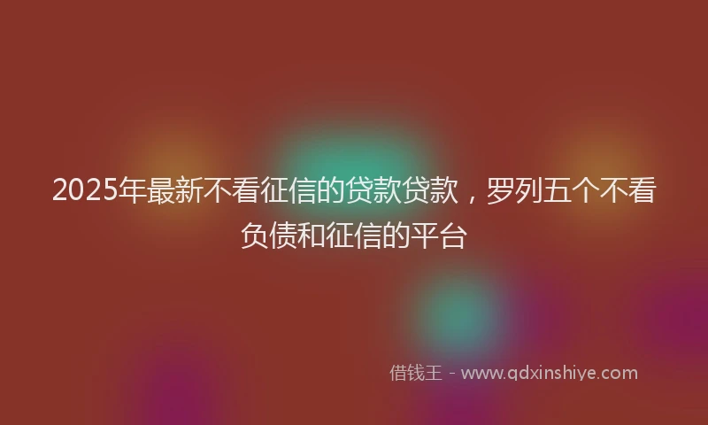 2025年最新不看征信的贷款贷款，罗列五个不看负债和征信的平台