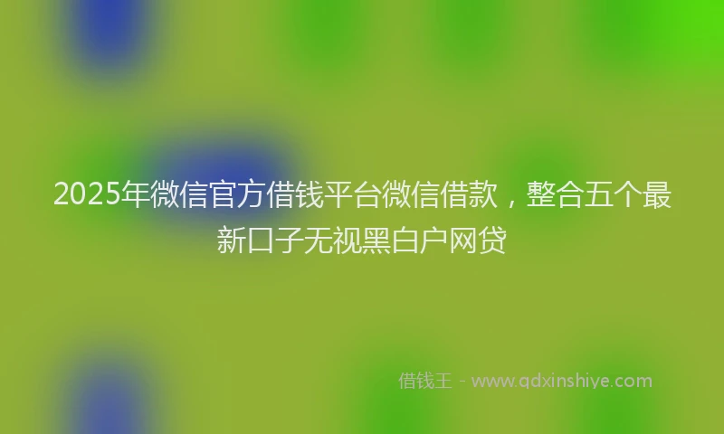 2025年微信官方借钱平台微信借款，整合五个最新口子无视黑白户网贷
