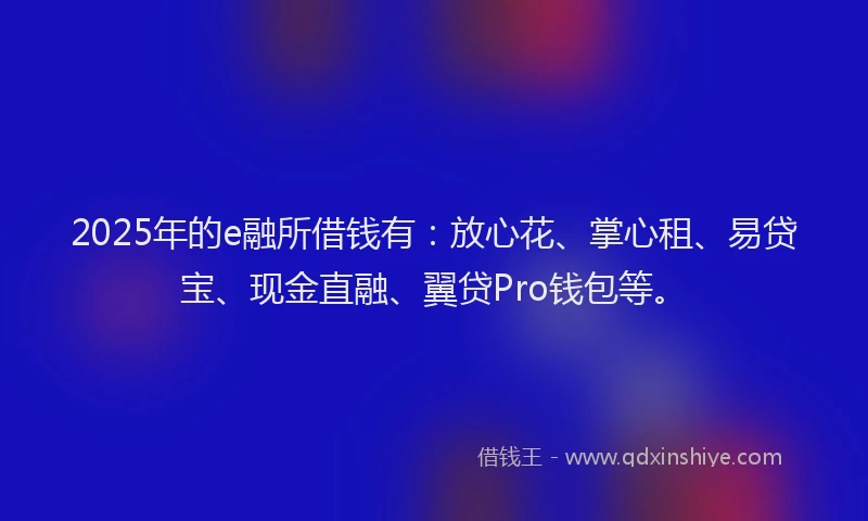 2025年的e融所借钱有：放心花、掌心租、易贷宝、现金直融、翼贷Pro钱包等。