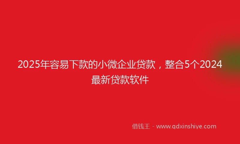 2025年容易下款的小微企业贷款，整合5个2024最新贷款软件