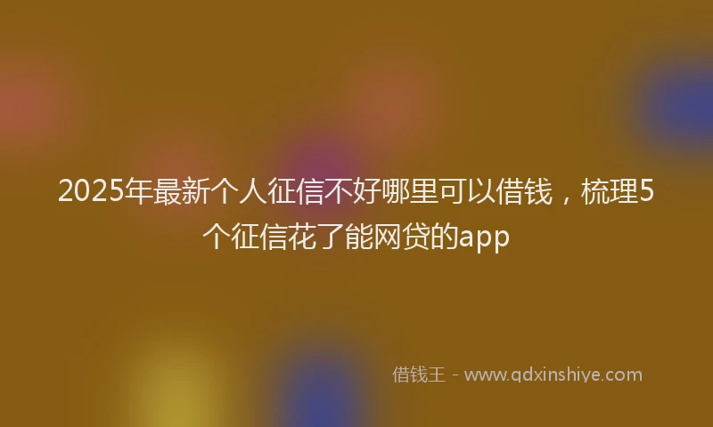 2025年最新个人征信不好哪里可以借钱，梳理5个征信花了能网贷的app