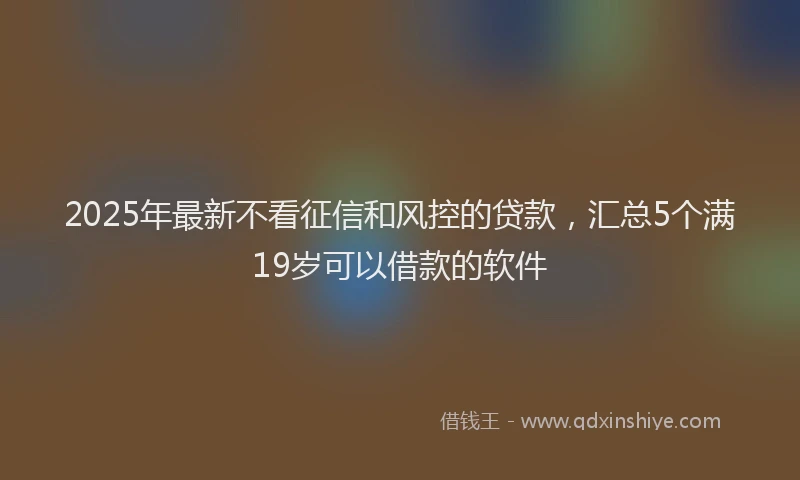 2025年最新不看征信和风控的贷款，汇总5个满19岁可以借款的软件
