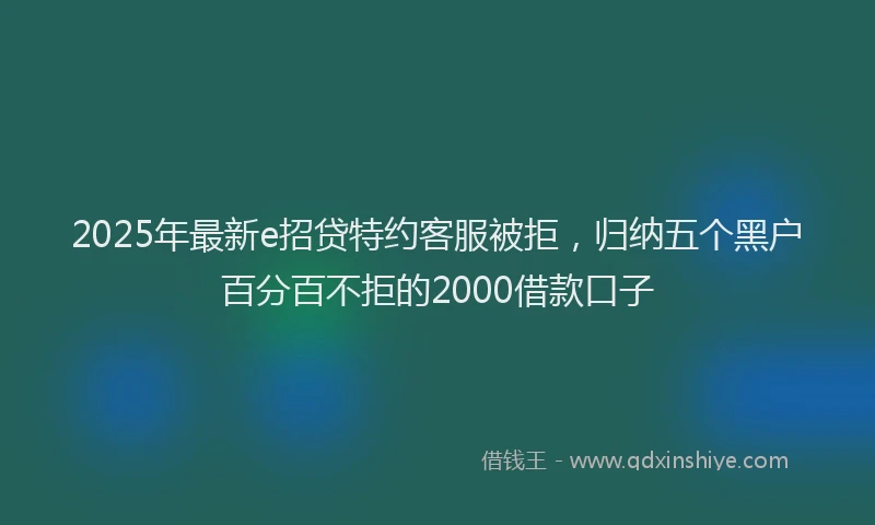 2025年最新e招贷特约客服被拒，归纳五个黑户百分百不拒的2000借款口子