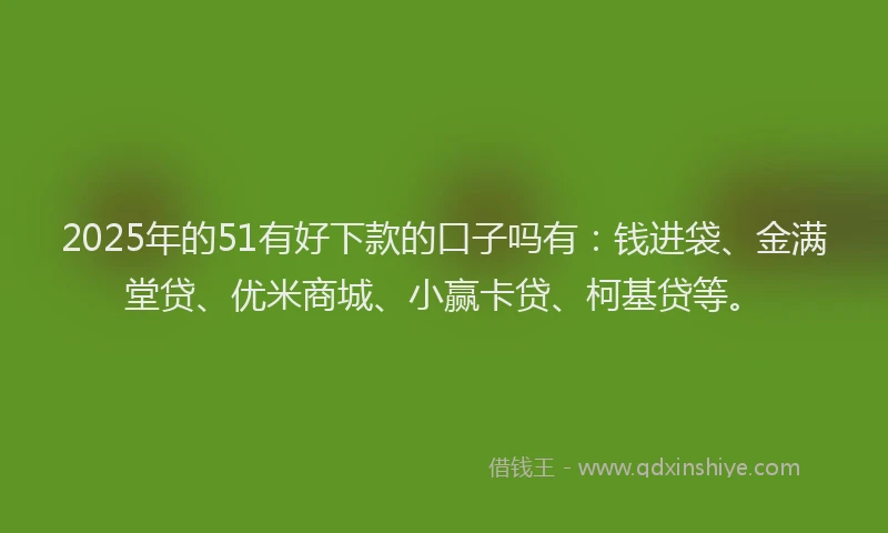 2025年的51有好下款的口子吗有：钱进袋、金满堂贷、优米商城、小赢卡贷、柯基贷等。