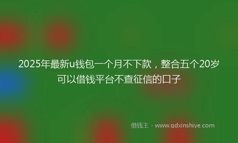 2025年最新u钱包一个月不下款，整合五个20岁可以借钱平台不查征信的口子