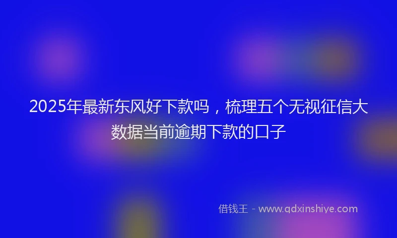 2025年最新东风好下款吗，梳理五个无视征信大数据当前逾期下款的口子