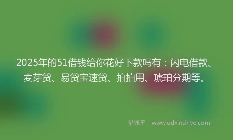 2025年的51借钱给你花好下款吗有：闪电借款、麦芽贷、易贷宝速贷、拍拍用、琥珀分期等。