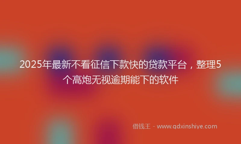 2025年最新不看征信下款快的贷款平台，整理5个高炮无视逾期能下的软件