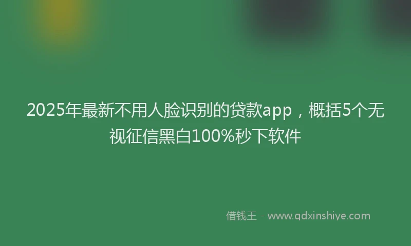 2025年最新不用人脸识别的贷款app，概括5个无视征信黑白100%秒下软件