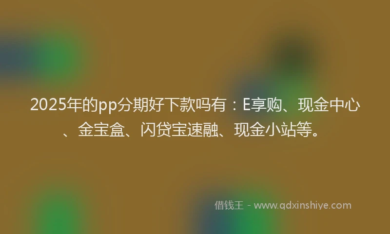2025年的pp分期好下款吗有：E享购、现金中心、金宝盒、闪贷宝速融、现金小站等。