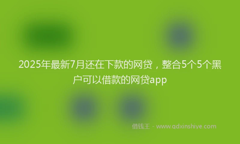 2025年最新7月还在下款的网贷，整合5个5个黑户可以借款的网贷app
