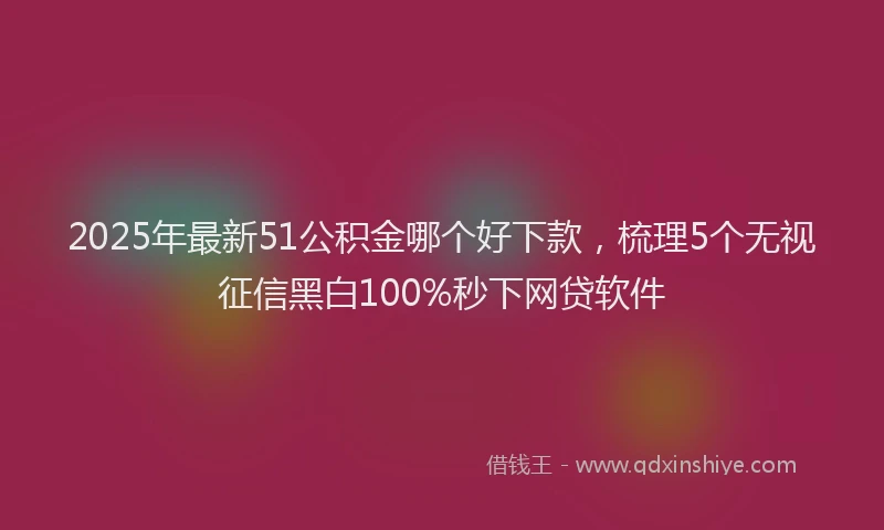 2025年最新51公积金哪个好下款，梳理5个无视征信黑白100%秒下网贷软件