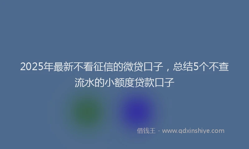 2025年最新不看征信的微贷口子，总结5个不查流水的小额度贷款口子