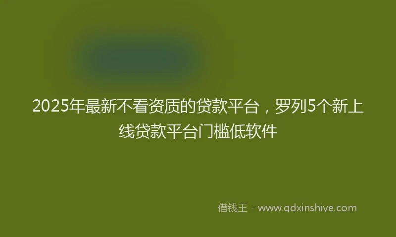 2025年最新不看资质的贷款平台，罗列5个新上线贷款平台门槛低软件