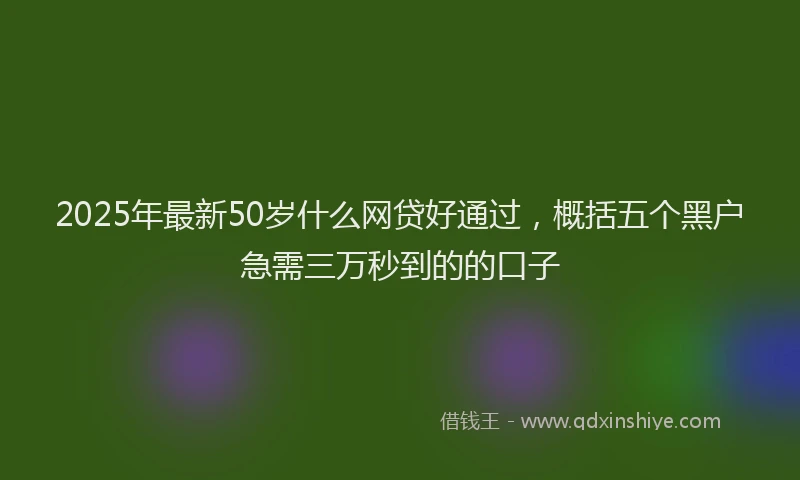 2025年最新50岁什么网贷好通过，概括五个黑户急需三万秒到的的口子