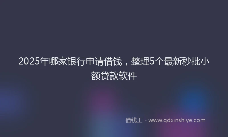 2025年哪家银行申请借钱，整理5个最新秒批小额贷款软件