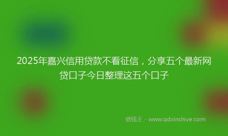 2025年嘉兴信用贷款不看征信，分享五个最新网贷口子今日整理这五个口子