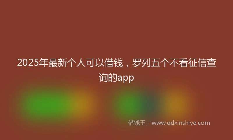 2025年最新个人可以借钱，罗列五个不看征信查询的app