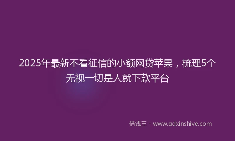 2025年最新不看征信的小额网贷苹果，梳理5个无视一切是人就下款平台