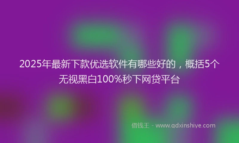 2025年最新下款优选软件有哪些好的，概括5个无视黑白100%秒下网贷平台