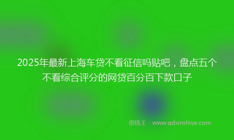 2025年最新上海车贷不看征信吗贴吧，盘点五个不看综合评分的网贷百分百下款口子