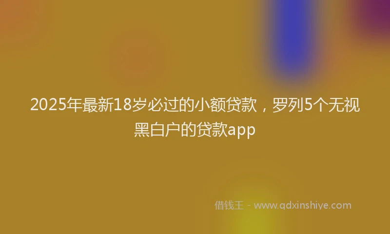 2025年最新18岁必过的小额贷款，罗列5个无视黑白户的贷款app