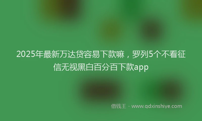 2025年最新万达贷容易下款嘛，罗列5个不看征信无视黑白百分百下款app