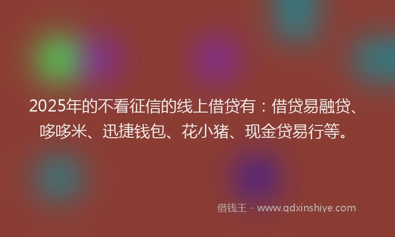 2025年的不看征信的线上借贷有：借贷易融贷、哆哆米、迅捷钱包、花小猪、现金贷易行等。