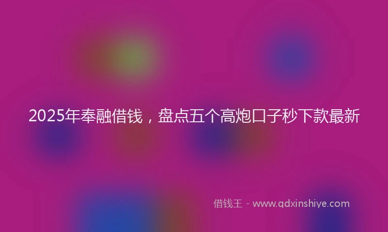 2025年奉融借钱，盘点五个高炮口子秒下款最新