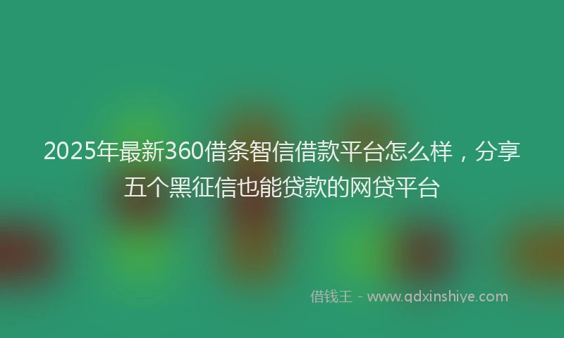 2025年最新360借条智信借款平台怎么样，分享五个黑征信也能贷款的网贷平台
