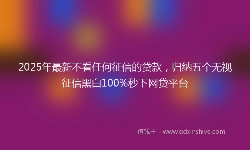 2025年最新不看任何征信的贷款，归纳五个无视征信黑白100%秒下网贷平台
